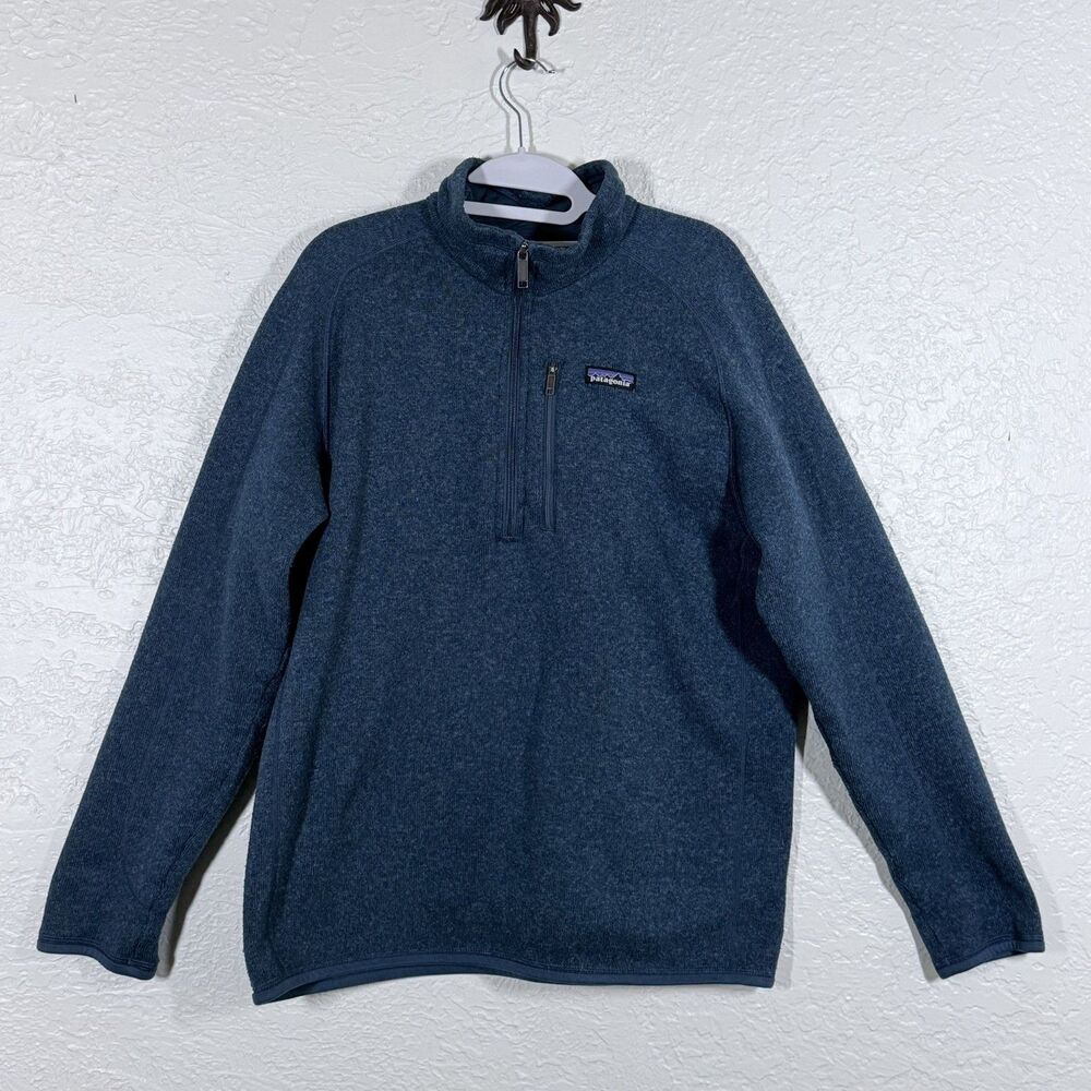 Patagonia Men Better Sweater Sweatshirt Quarter Zip Worn Wear Long Sleeve Blue L